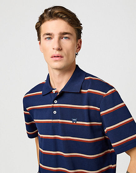 Wrangler - Navy Stripe Polo Shirt 112362827
