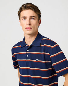 Wrangler - Navy Stripe Polo Shirt 112362827