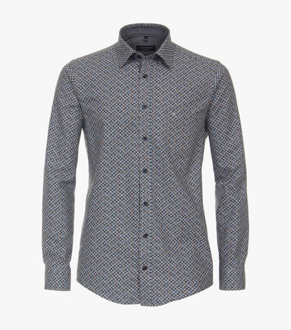 Casa Moda - Blue Pattern Long Sleeve Shirt 434112100 100