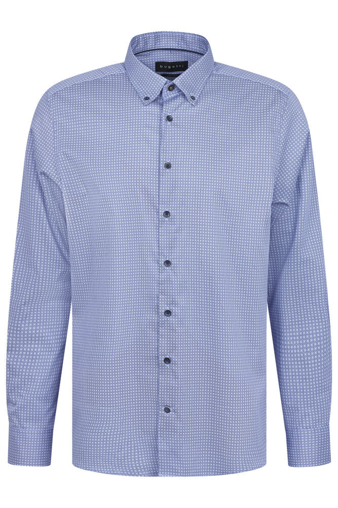 Bugatti Shirt - Blue Long Sleeve Shirt 78414C 340