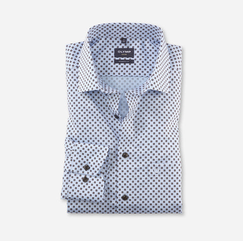 Olymp - Brown Dot On Blue Modern Fit Shirt 130444 28