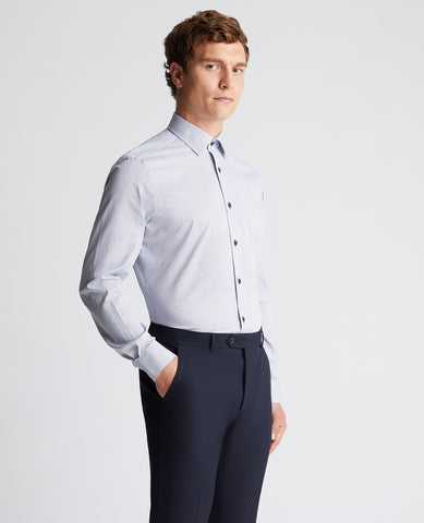 Remus Uomo - Dark Blue Pattern Tapered Fit Formal Shirt 18690 28