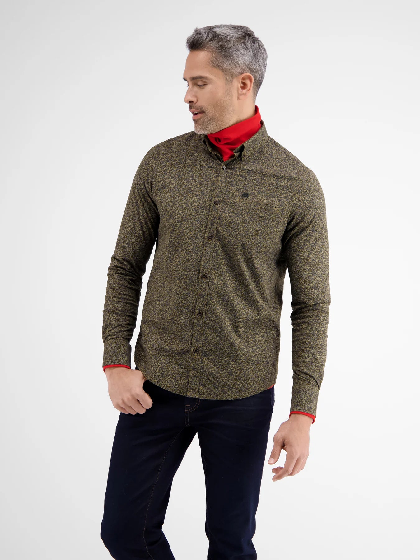Lerros - Dried Tobacco Print Pattern Poplin Shirt 2391128 753