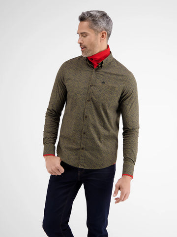Lerros - Dried Tobacco Print Pattern Poplin Shirt 2391128 753