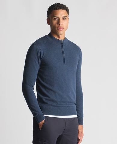 Remus Uomo - Blue Quarter Zip Knitwear 58601 27