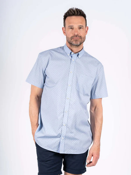 Pre End - Brunnera Blue Napoli Short Sleeve Shirt 6000030 3922