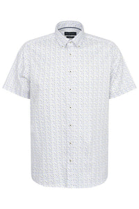 Bugatti Shirt - White Yellow Short Sleeve Shirt 9450 78509C 620