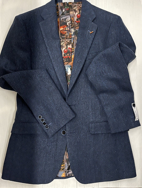 WHITE LABEL - NAVY TWILL TAPERED SPORTS JACKET - 85131.