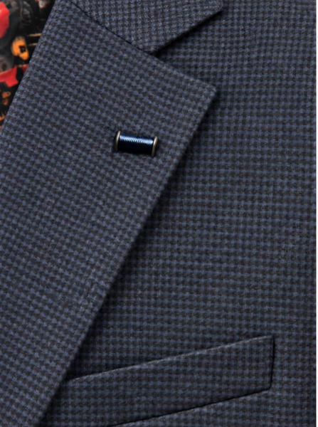 WHITE LABEL - NAVY MICRO CHECK TAPERED JACKET - 85132.