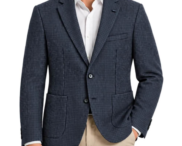 WHITE LABEL - NAVY MICRO CHECK TAPERED JACKET - 85132.