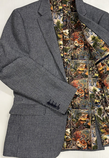 WHITE LABEL - JASPER -  NAVY & GREY TAPERED FIT SPORTS JACKET - 85136.