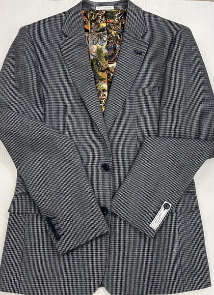 WHITE LABEL - JASPER -  NAVY & GREY TAPERED FIT SPORTS JACKET - 85136.