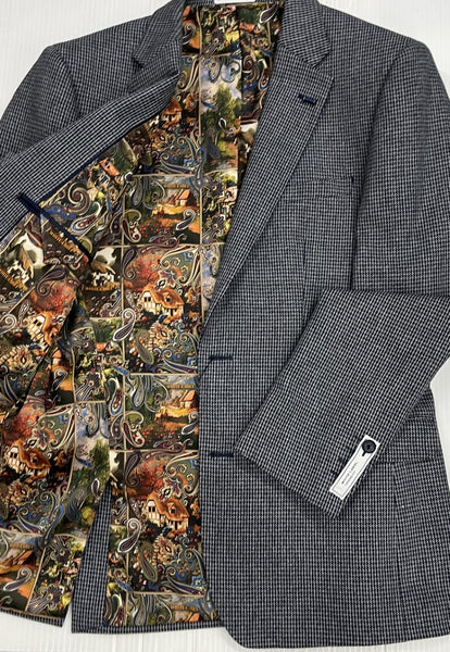 WHITE LABEL - JASPER -  NAVY & GREY TAPERED FIT SPORTS JACKET - 85136.
