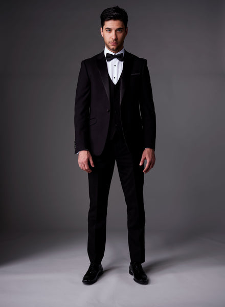 White Label - Black Jacob Tuxedo 3 Piece Suit 85033