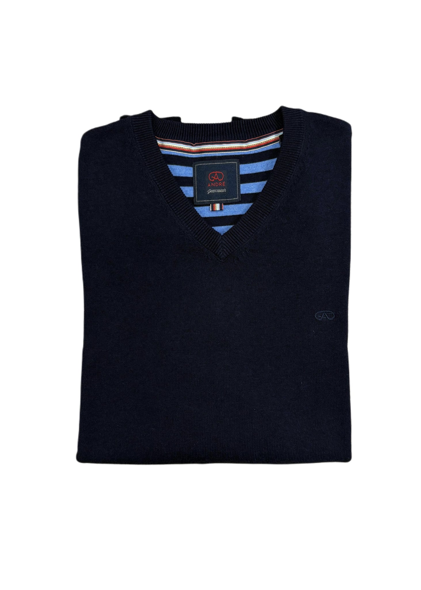 Andre - Dingle Navy V Neck Knitwear