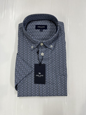 Pre End - Berlin Blue Short Sleeve Shirt 100362 7032