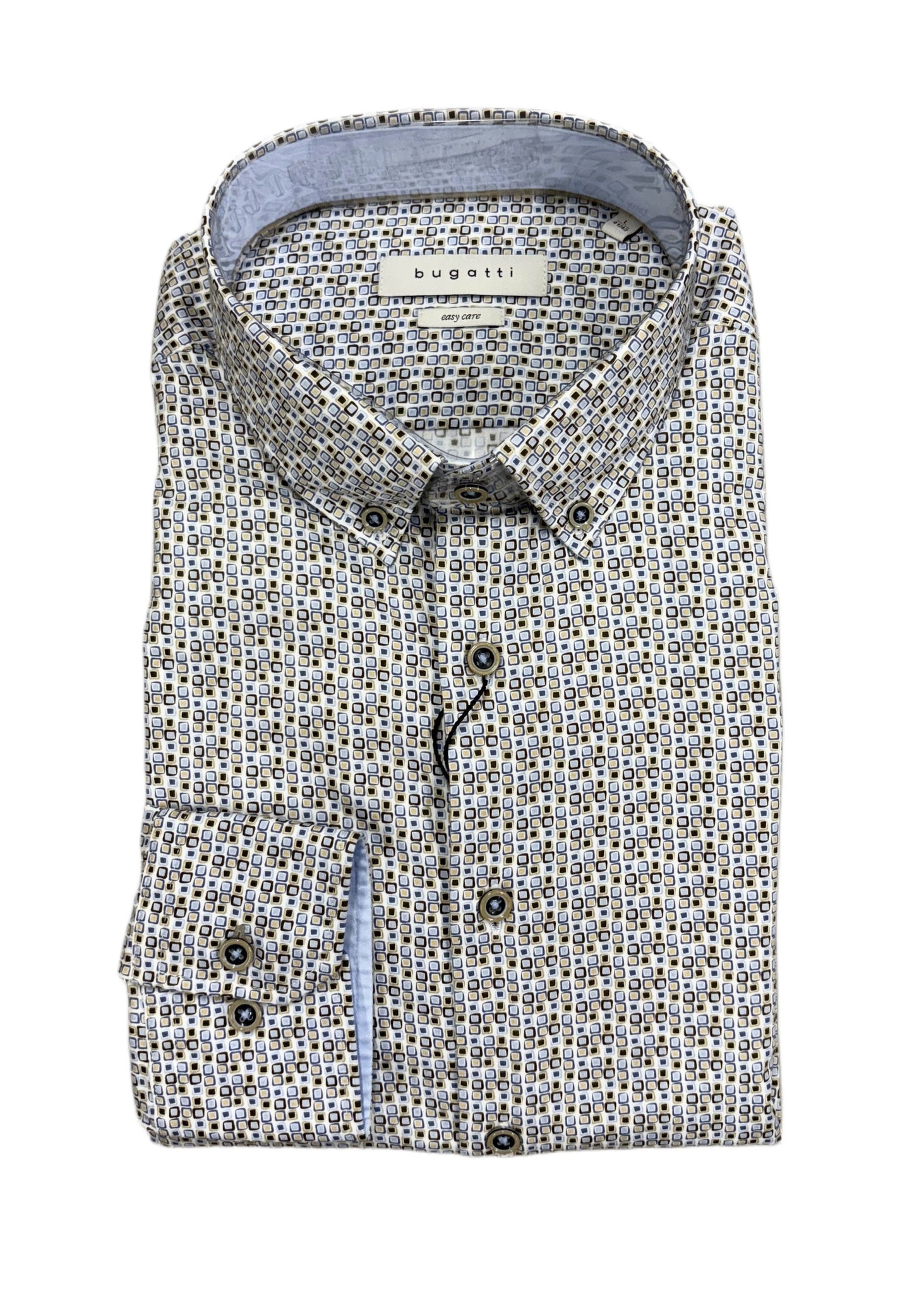 Bugatti Shirt - Blue/Beige Patterned Shirt 38505 330