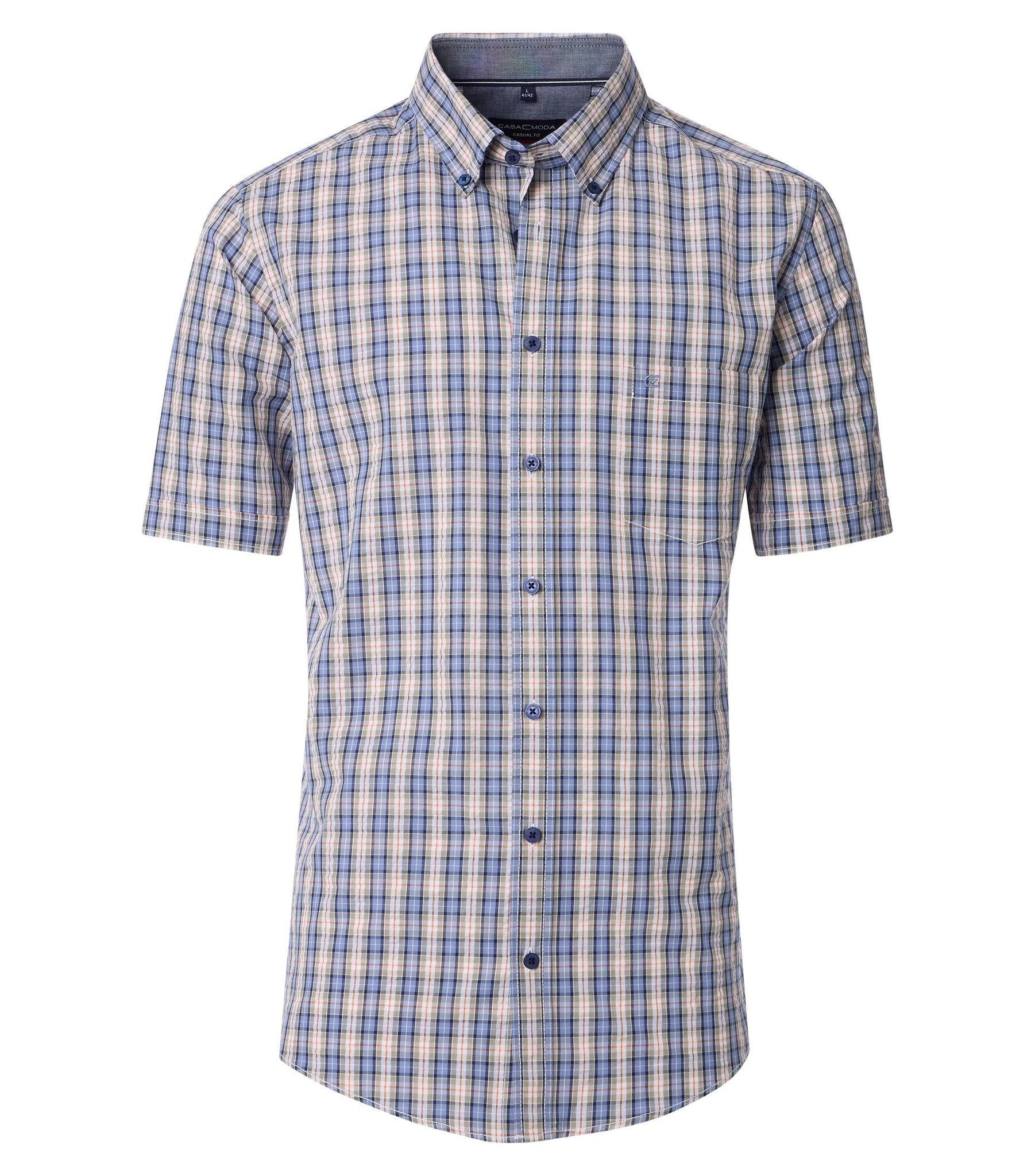 Casa Moda -  Blue Short Sleeve Check Shirt 954393300 100