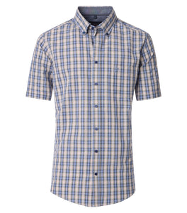 Casa Moda -  Blue Short Sleeve Check Shirt 954393300 100