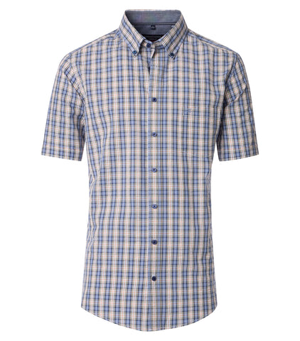 Casa Moda -  Blue Short Sleeve Check Shirt 954393300 100