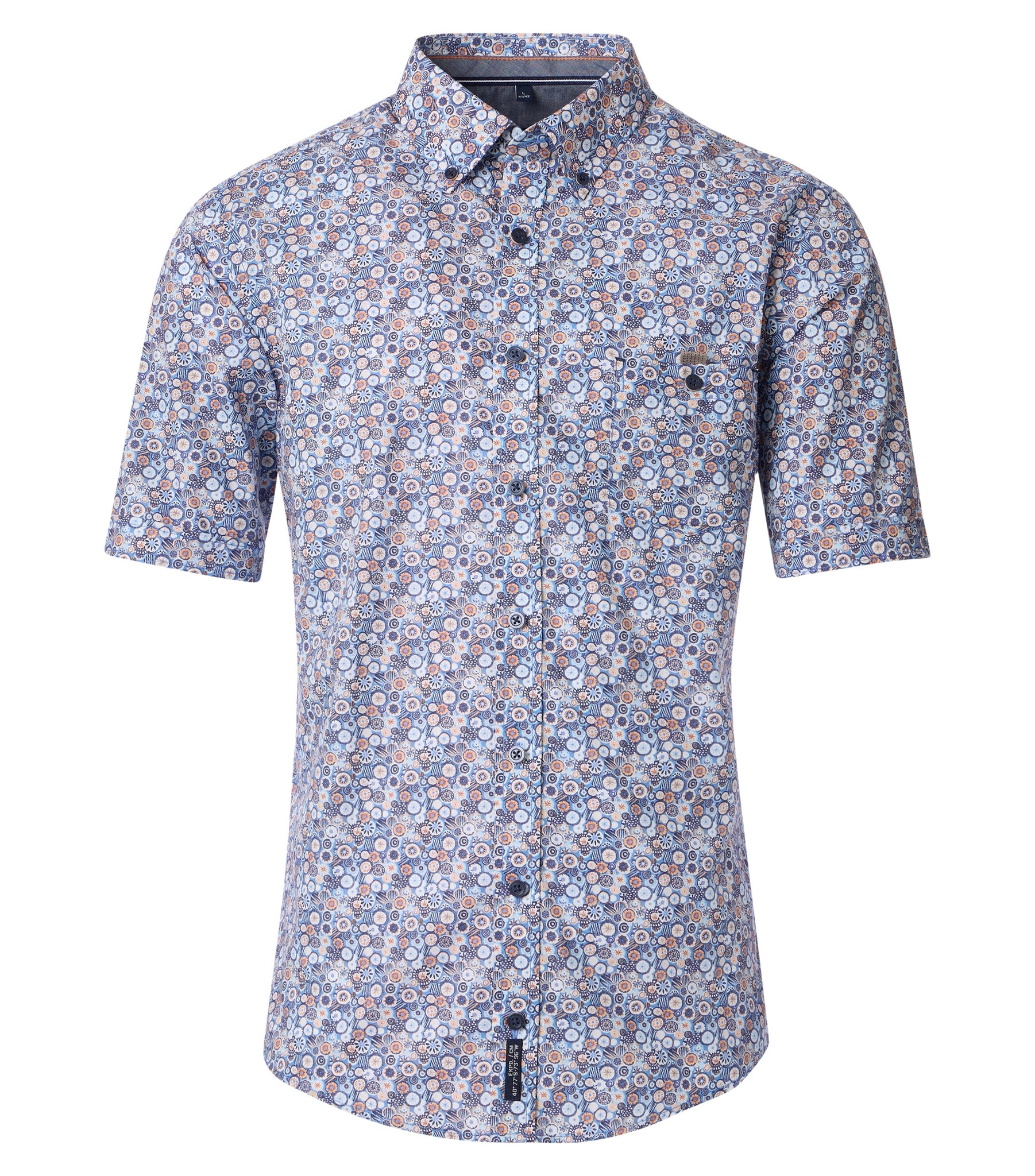 Casa Moda -  Blue Print Short Sleeve Shirt 954395900 100