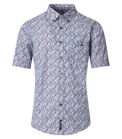 Casa Moda -  Blue Print Short Sleeve Shirt 954395900 100