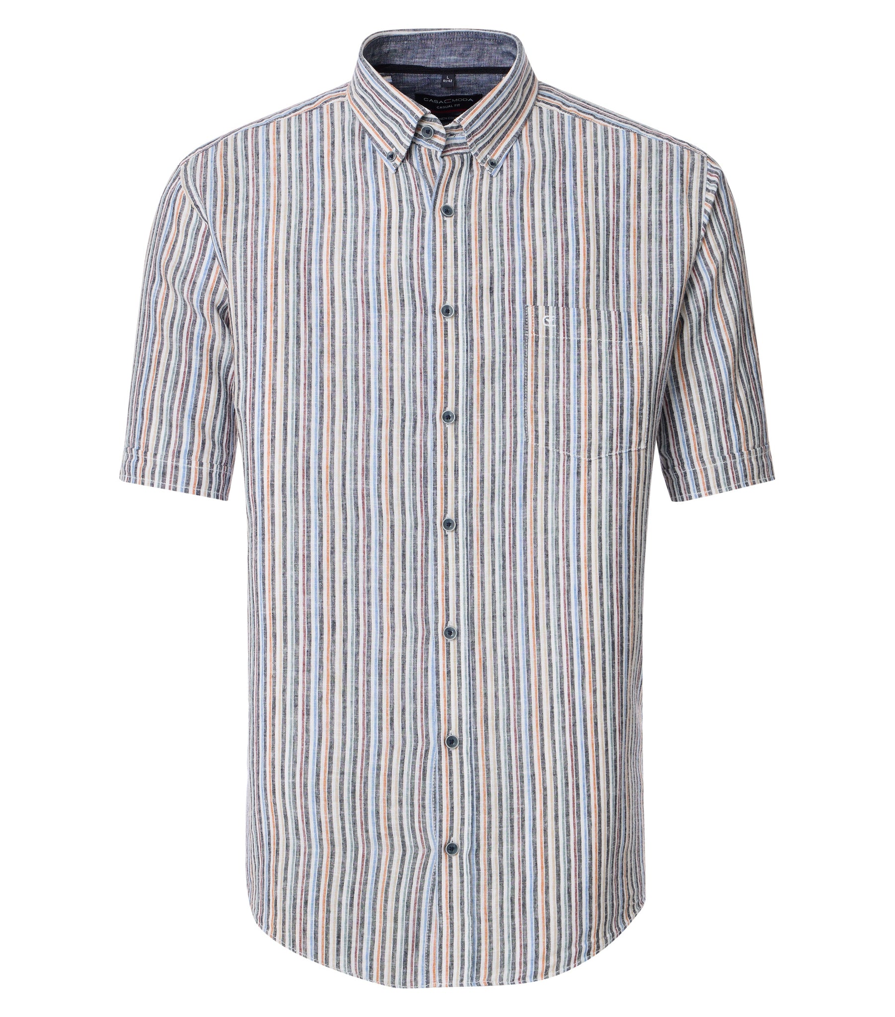 Casa Moda -  Blue Striped Short Sleeve Shirt 954404900 100