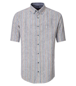 Casa Moda -  Blue Striped Short Sleeve Shirt 954404900 100