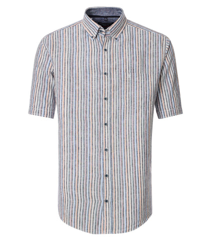 Casa Moda -  Blue Striped Short Sleeve Shirt 954404900 100
