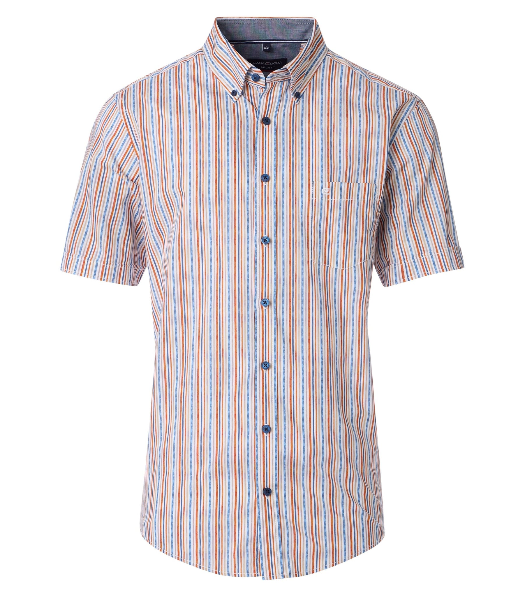 Casa Moda -  Orange Striped Short Sleeve Shirt 954392700 450