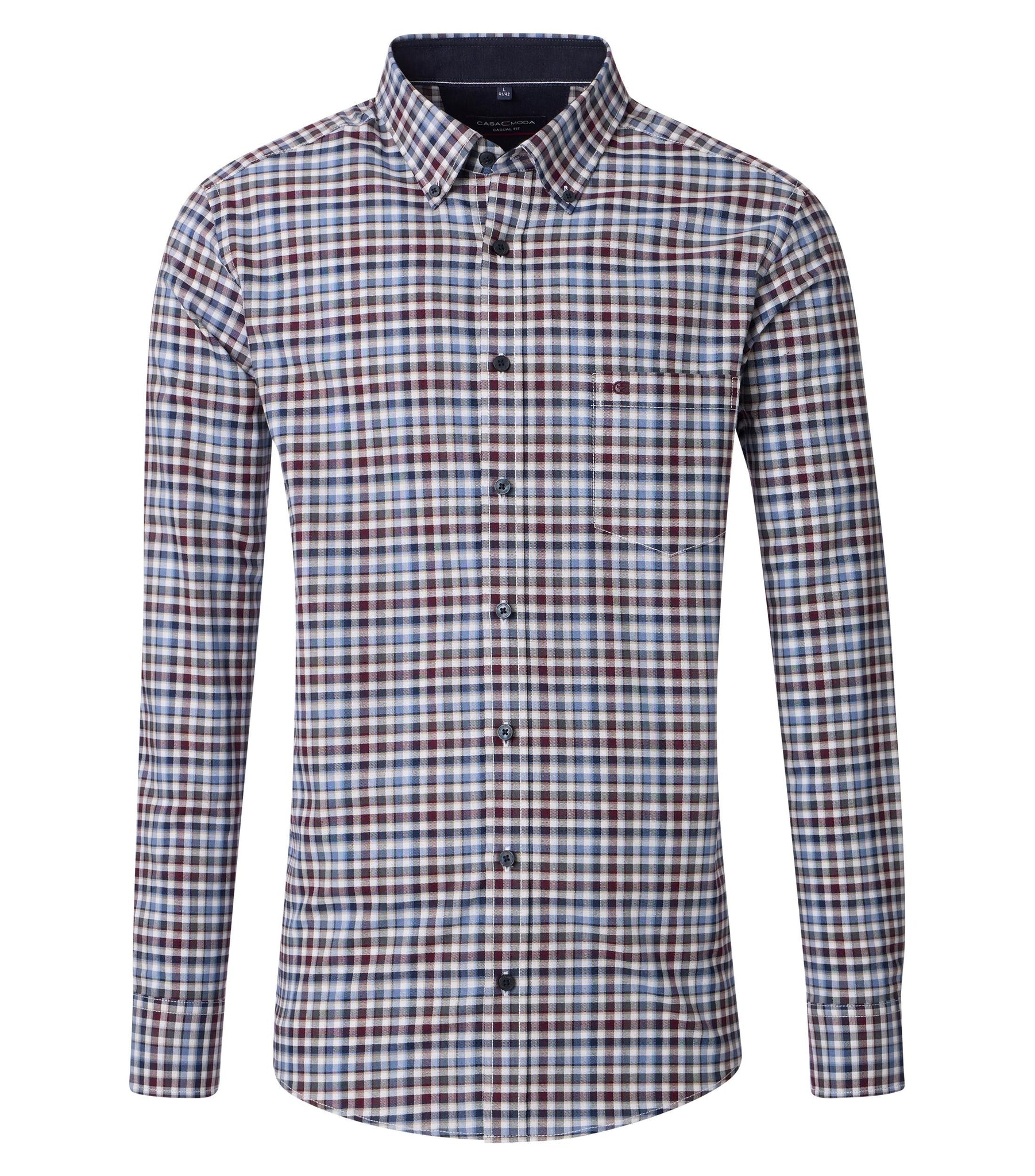 Casa Moda - Blue Oxford Check Shirt 454485300 100