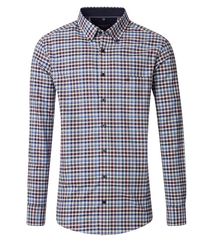 Casa Moda - Blue Oxford Check Shirt 454485300 100