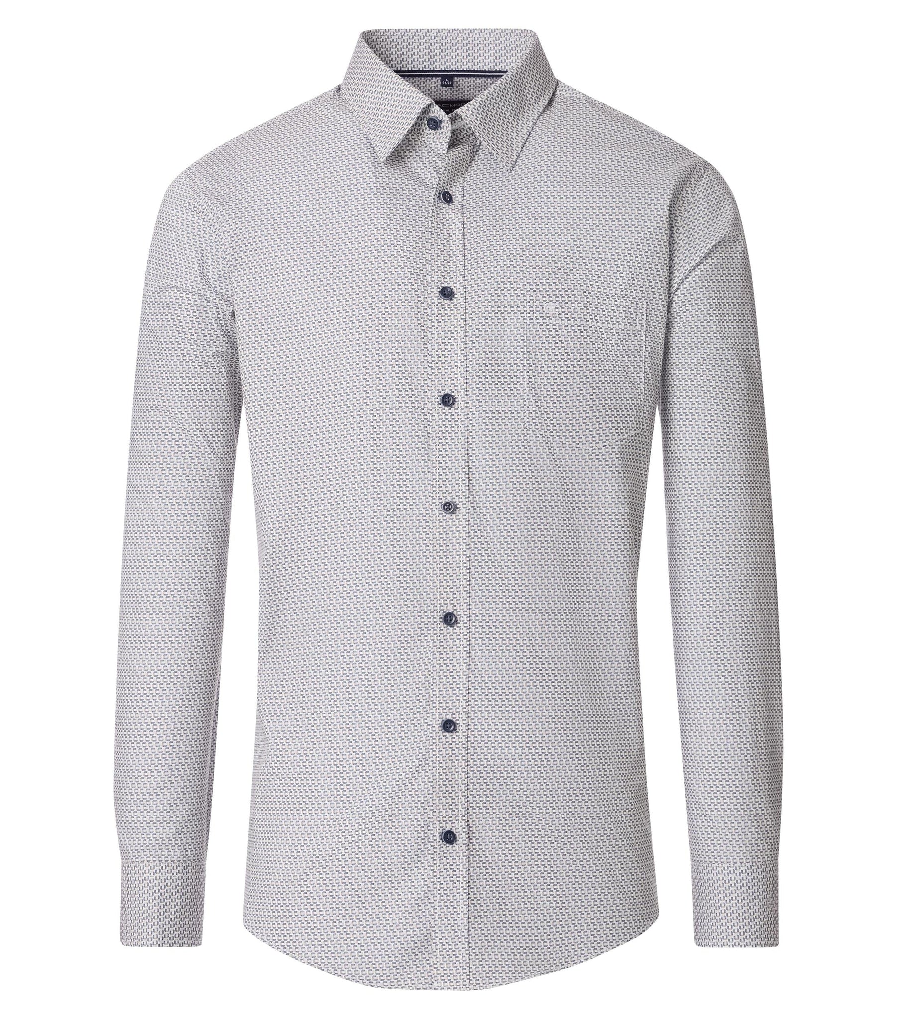 Casa Moda - Blue Long Sleeve Print Shirt 454389100 100