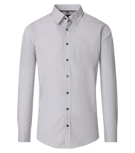 Casa Moda - Blue Long Sleeve Print Shirt 454389100 100