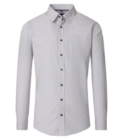 Casa Moda - Blue Long Sleeve Print Shirt 454389100 100