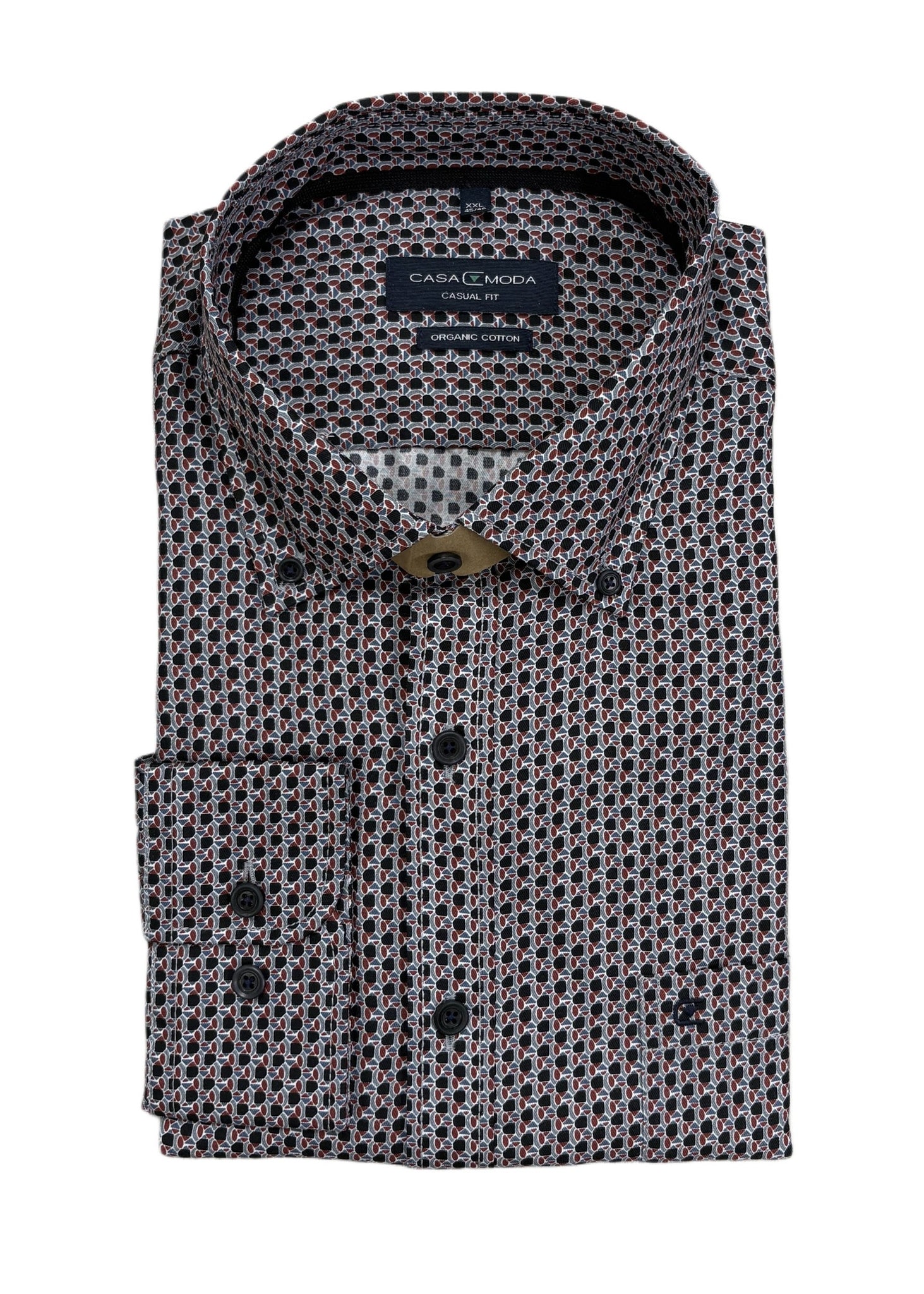 Casa Moda - Garnet Red Self Pattern Shirt 434113900 400