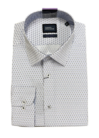 Daniel Grahame - Blue & White Tapered Long Sleeve Formal Shirt 15105 12