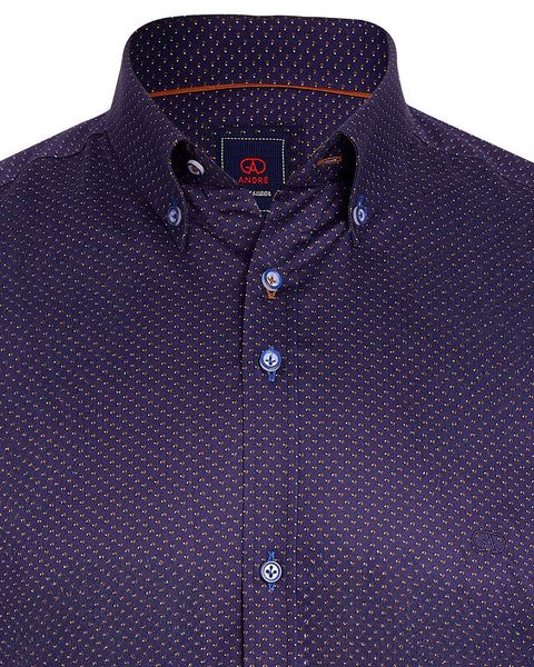 Andre - Daly Long Sleeve Shirt - Navy / Tan