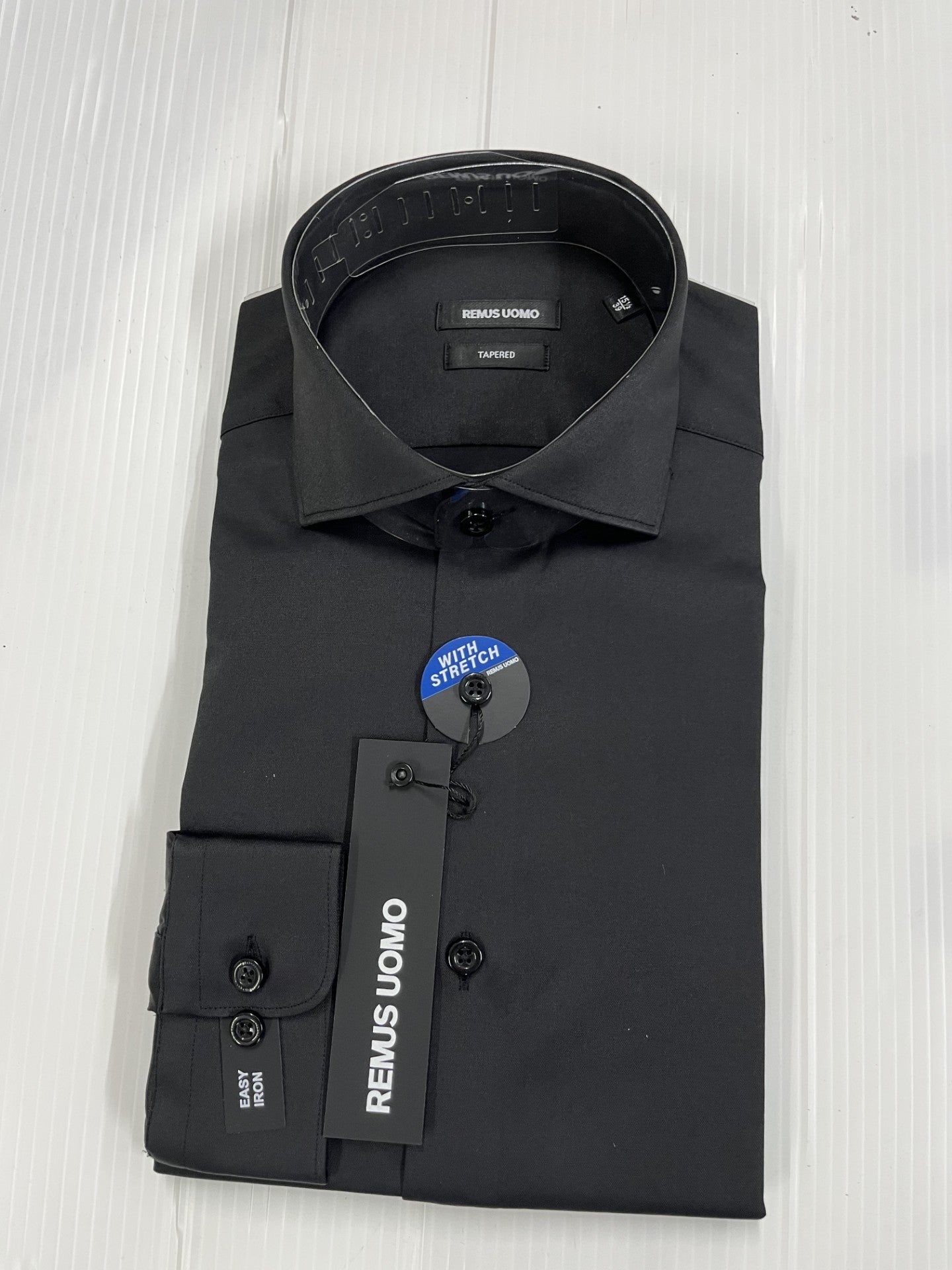 Remus Uomo - Black Tapered Fit Long Sleeve Shirt 18626 00
