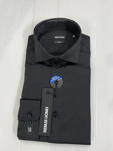 Remus Uomo - Black Tapered Fit Long Sleeve Shirt 18626 00