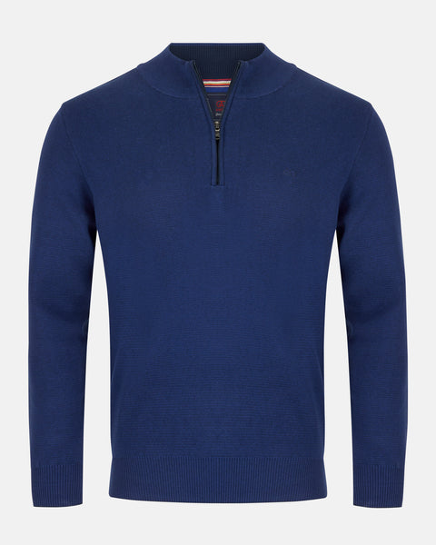 Andre - Inch Cobalt  Quarter Zip Knitwear