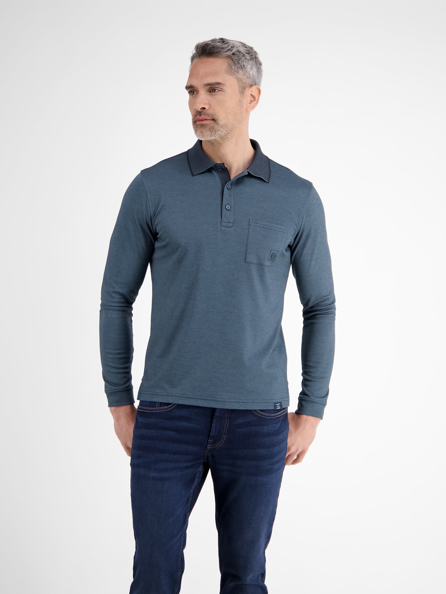 Lerros - Navy Long Sleeve Polo Shirt 2584211 485