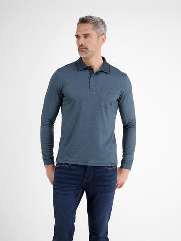 Lerros - Navy Long Sleeve Polo Shirt 2584211 485