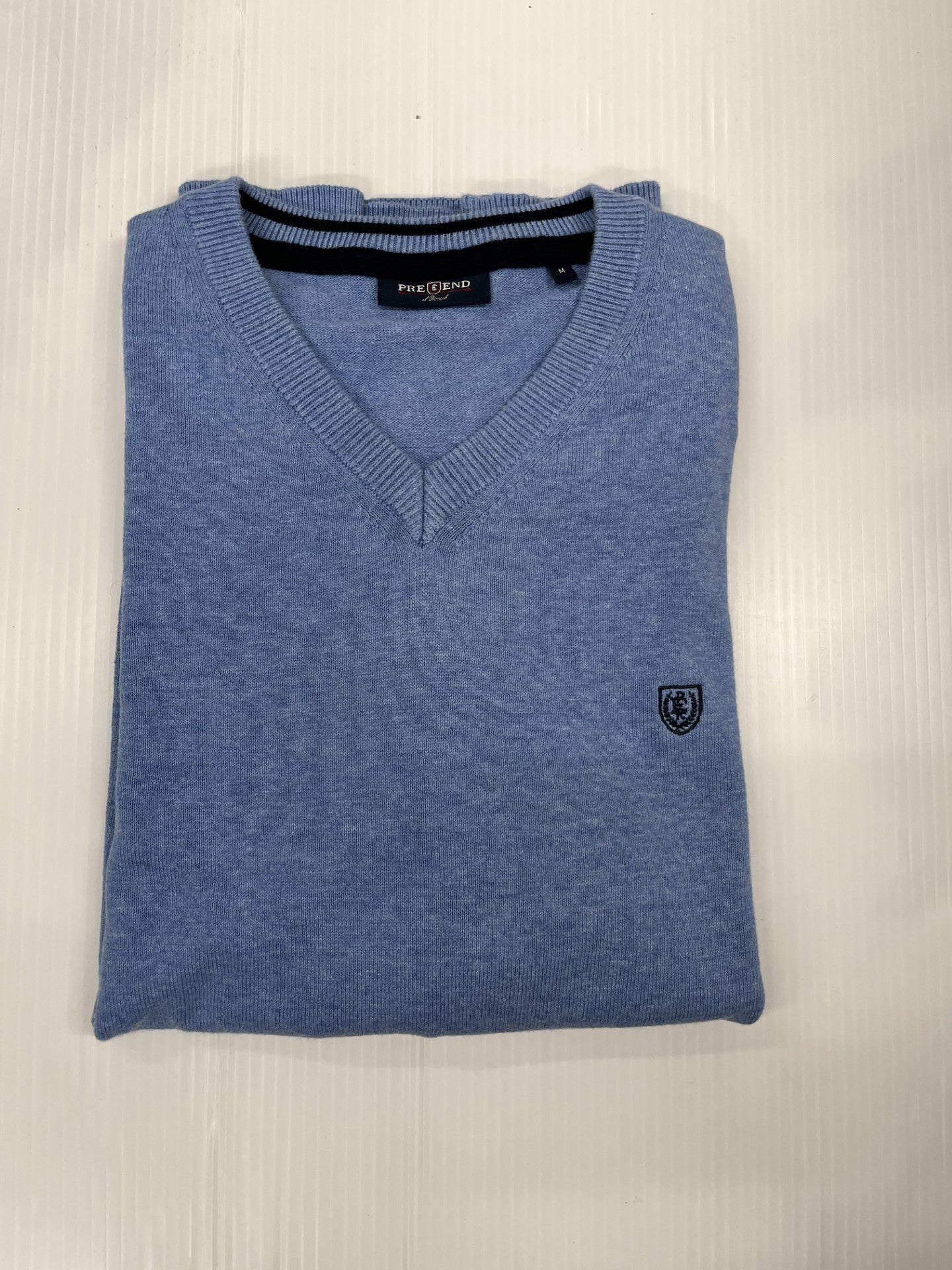 Pre End - New Hampton V Neck Knitwear Water Blue Mix 100519 7514