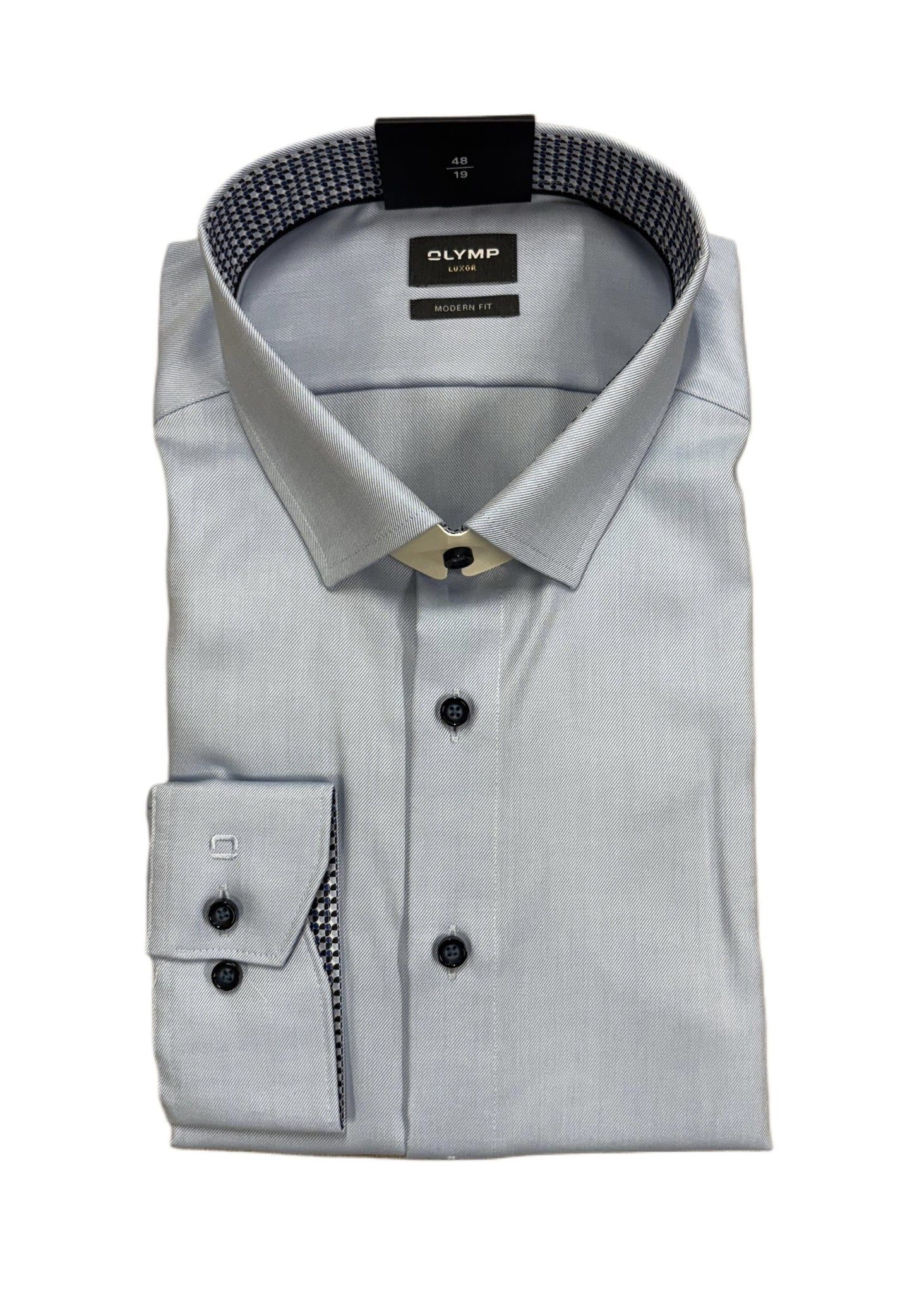 Olymp - Blue Modern Fit Shirt With Navy Buttons 2810 37 11