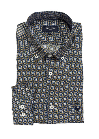 Pre End - Dark Denim Brent Long Sleeve Shirt 100536 7073