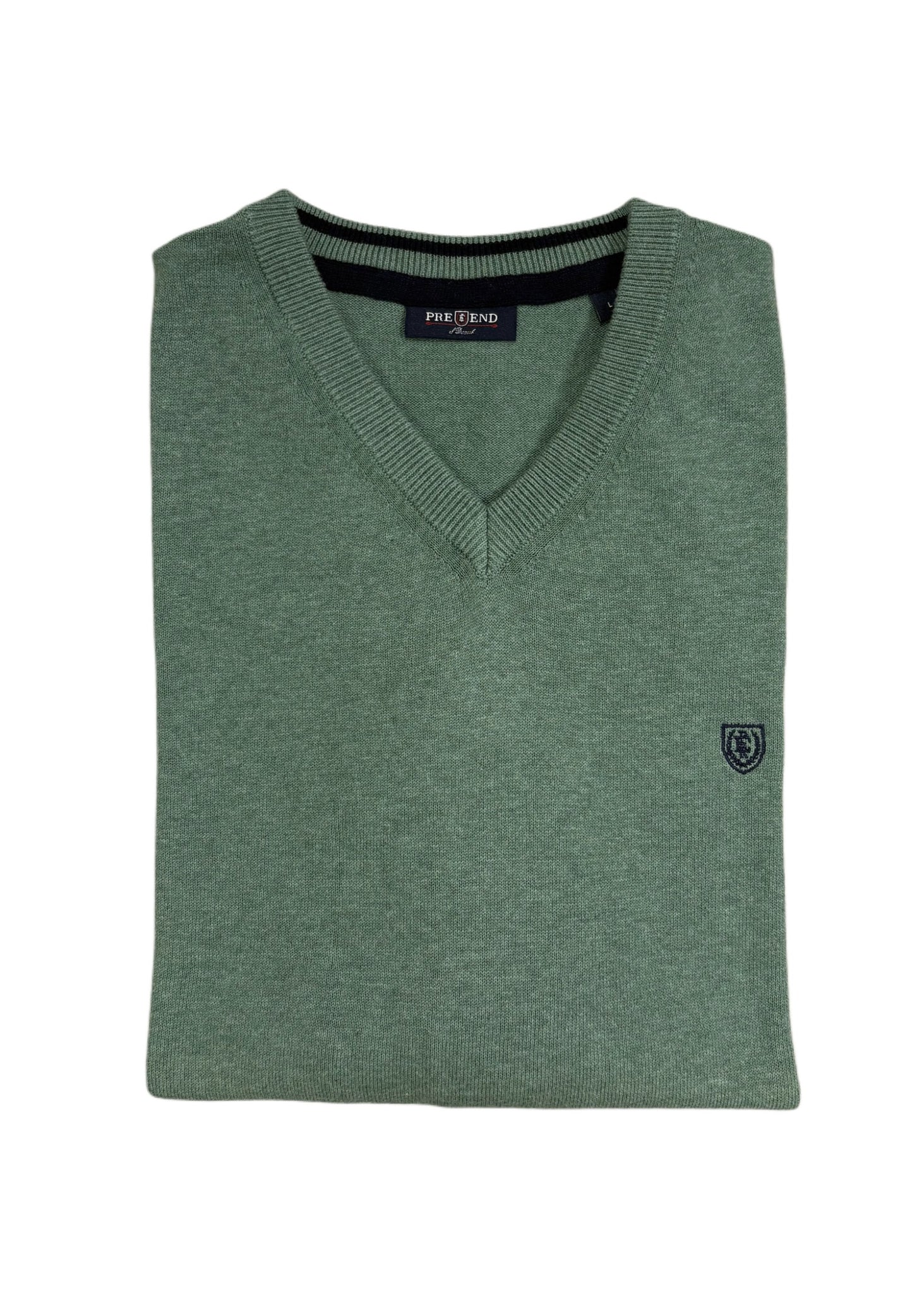 Pre End - New Hampton V Neck Knitwear Field Green Mix 100519 5547