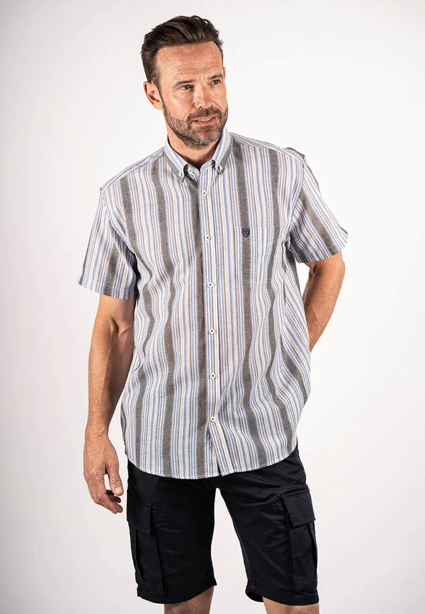 Pre End - Milton Water Blue Short Sleeve Shirt 100347 7114