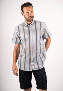 Pre End - Milton Water Blue Short Sleeve Shirt 100347 7114