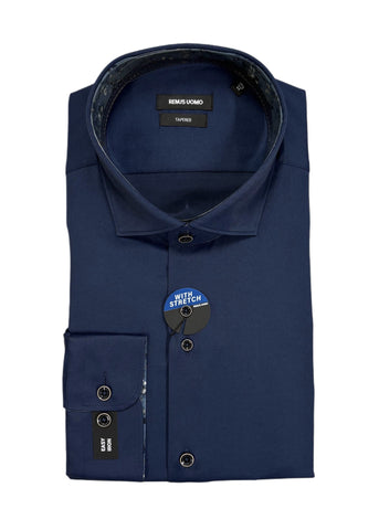 Remus Uomo - Navy Tapered Fit Formal Shirt With Stretch 13140 78